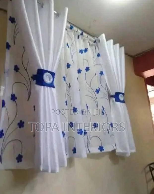 Complete Set Short White Kitchen Curtains