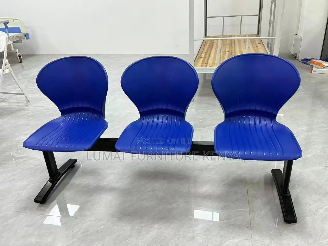 Blue 3 Link Lobby Waiting Bench
