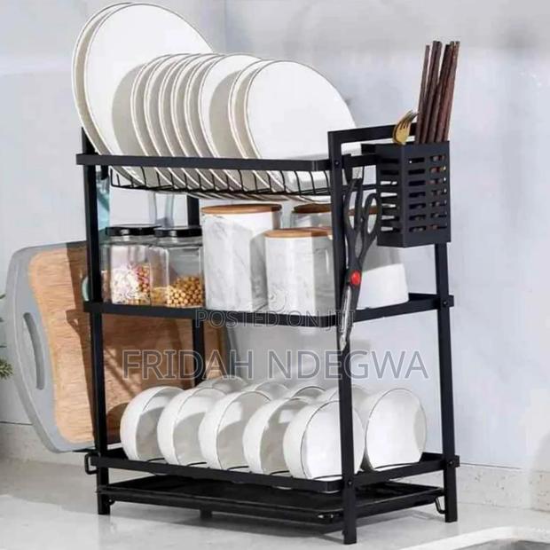 3 Tier All Black Metallic Dishrack