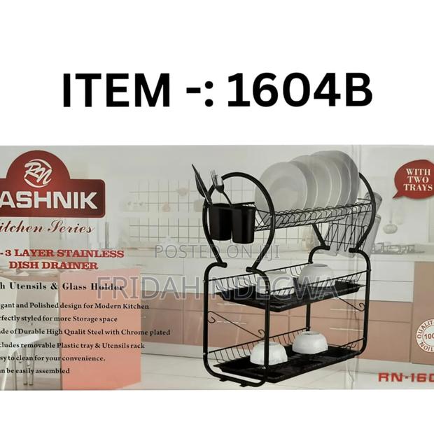Rashnik 22" 3 Tier Stainless With 2 Drainers(Trays) Dishrack