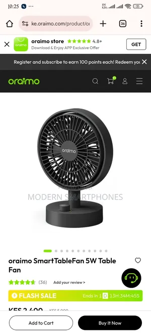 Oraimo Smarttablefan 5w Table Fan.