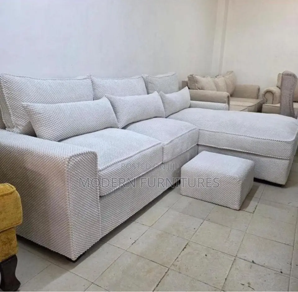 Chiq White L Shaped Sofa