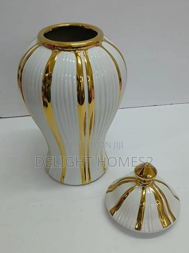 Ceremic Gold-Plated White Vase-Ginger_alp - thumbnail 2