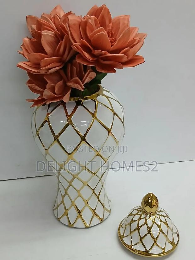 Ceremic Gold-Plated White Vase-Ginger_alp - thumbnail 3