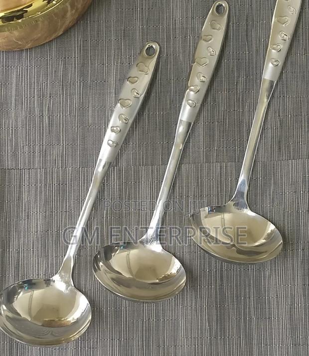 *Love Handle Stainless Steel Silver Serving Spoon