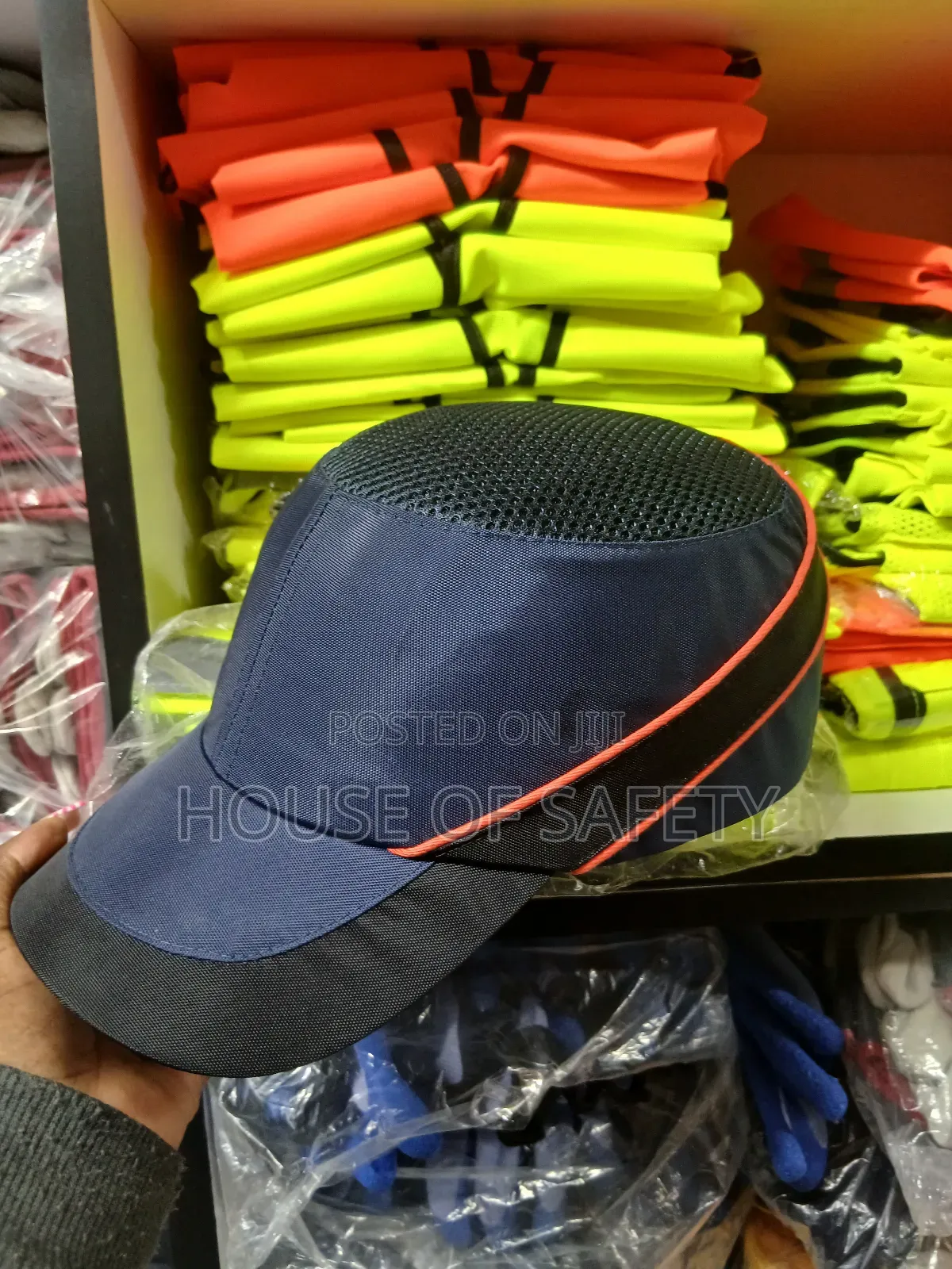 Blue Bump Cap With Piping