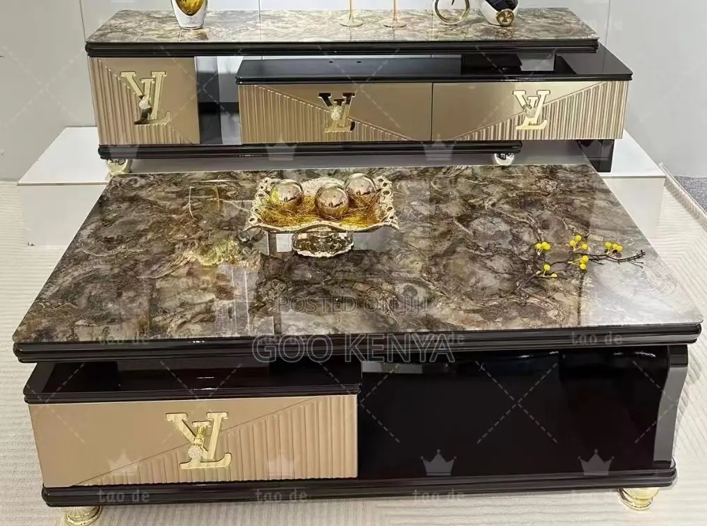 Home Tv Table Set; Storage Tv Stand With Smooth White Finish Table Set