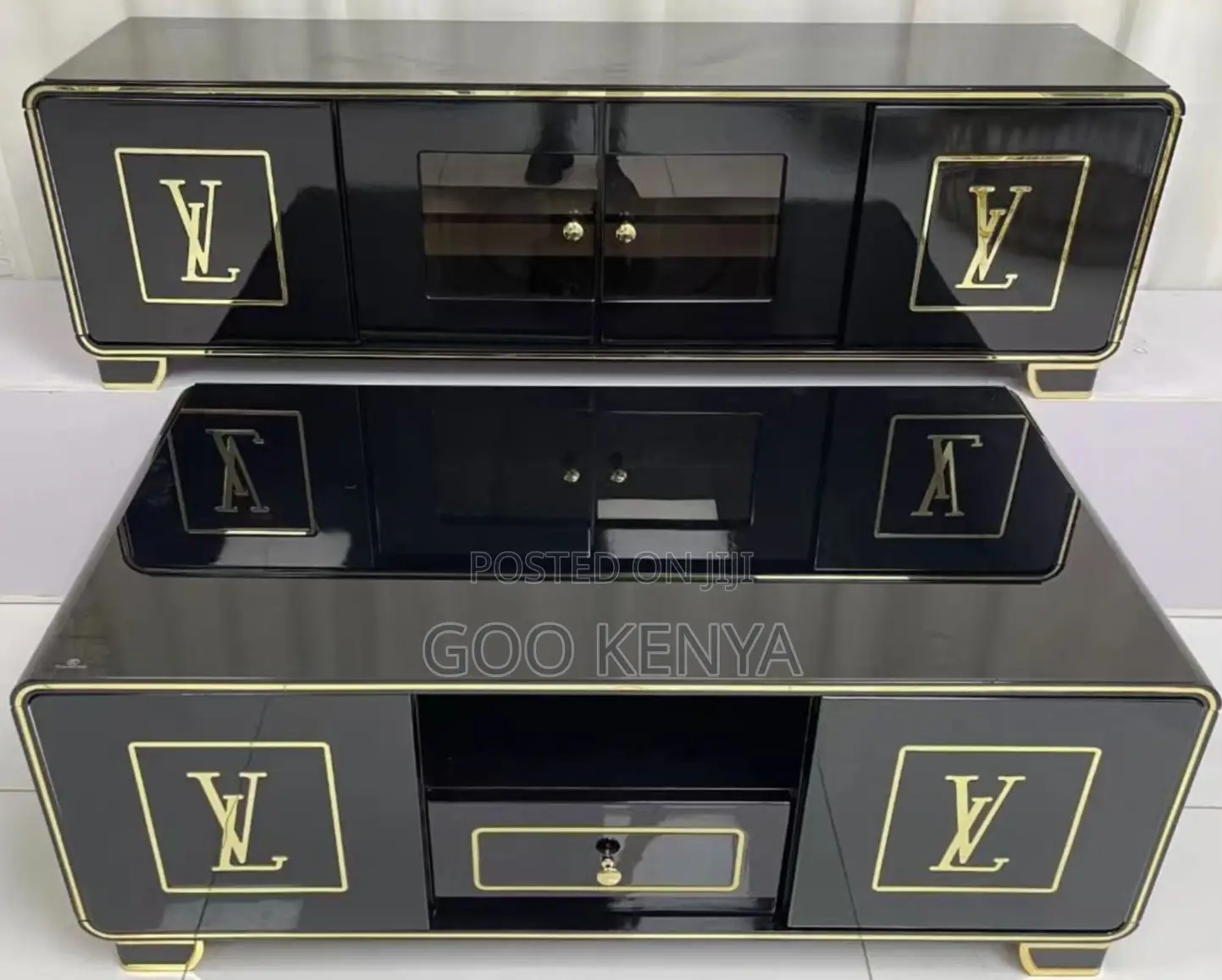 Home Tv Table Set; Storage Tv Stand With Smooth White Finish Table Set