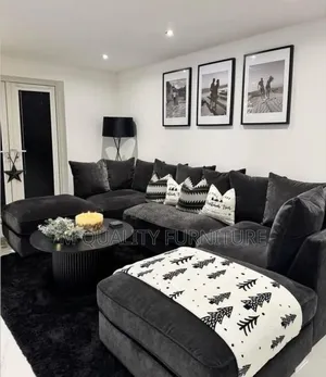 Black U Shape Couch -9 Seater