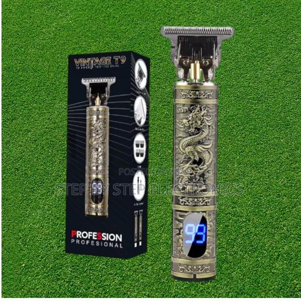 Gold Vintage T9 Hair Clipper Shaver With Led Rechargeable Battery