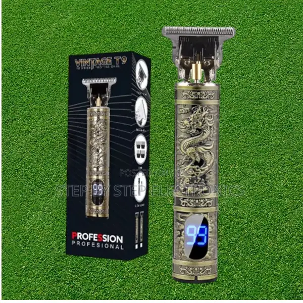 Gold Vintage T9 Hair Clipper Shaver With Led Rechargeable Battery
