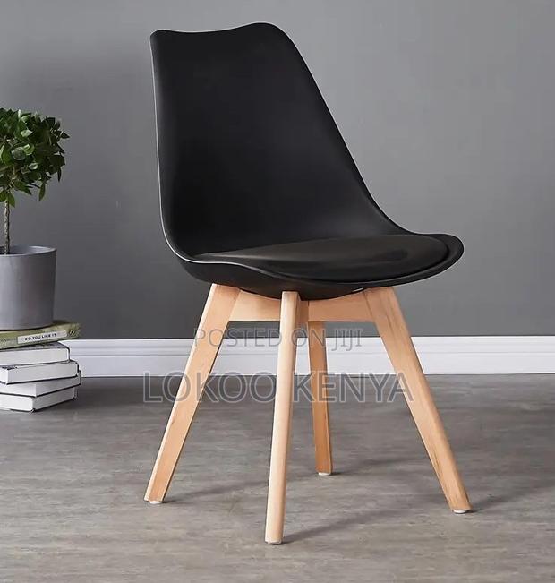 Dining Chair; Leather Padded Armless Eames Office Dining Chair