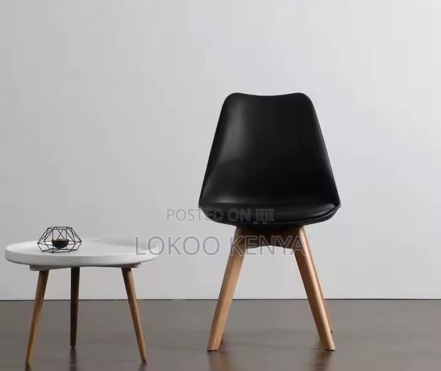 Dining Chair; Leather Padded Armless Eames Office Dining Chair - thumbnail 2