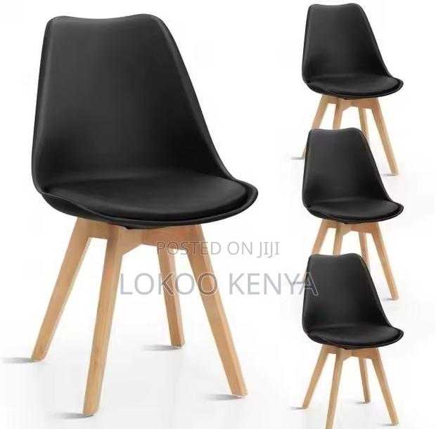 Dining Chair; Leather Padded Armless Eames Office Dining Chair - thumbnail 3