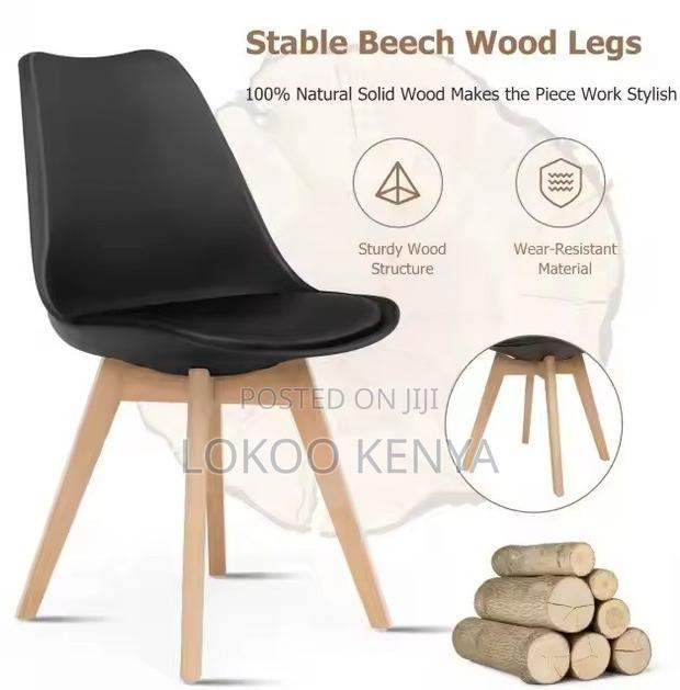 Dining Chair; Leather Padded Armless Eames Office Dining Chair - thumbnail 4