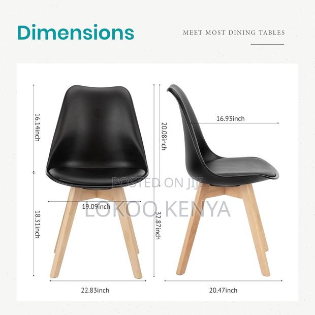 Dining Chair; Leather Padded Armless Eames Office Dining Chair - thumbnail 7