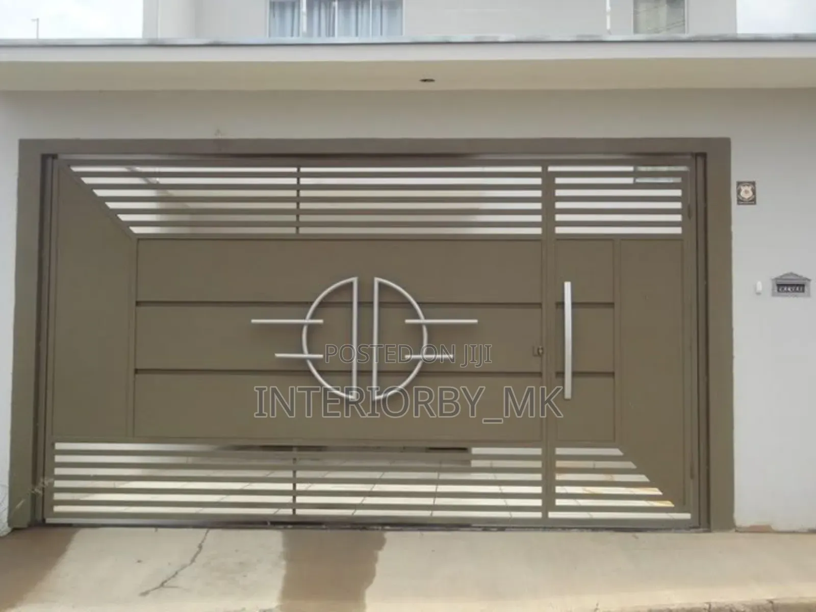 Custom Sliding Gate With Modern Horizontal Bars