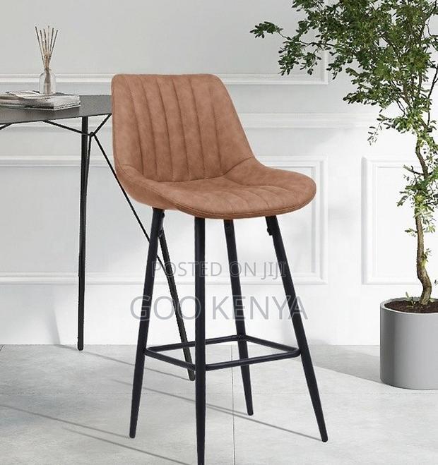 Home Counter Stool; Vintage High Metal Bar Stool With Leather Seat