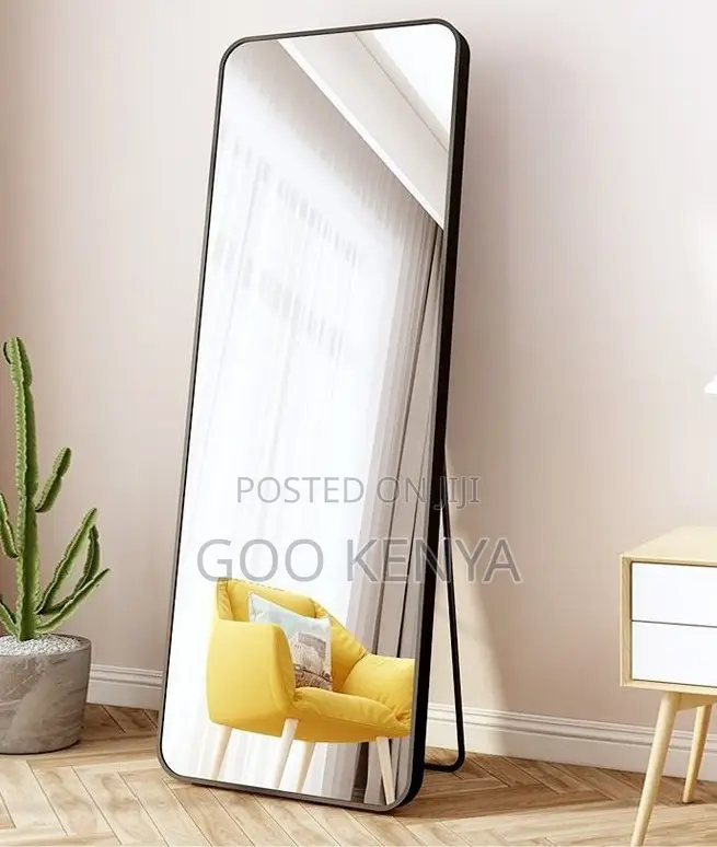 Home Mirror; Leaning Floor Standing Mirror With Sleek Frame Design