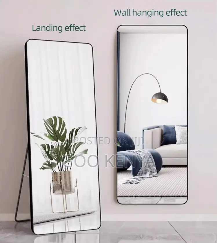 Home Mirror; Leaning Floor Standing Mirror With Sleek Frame Design