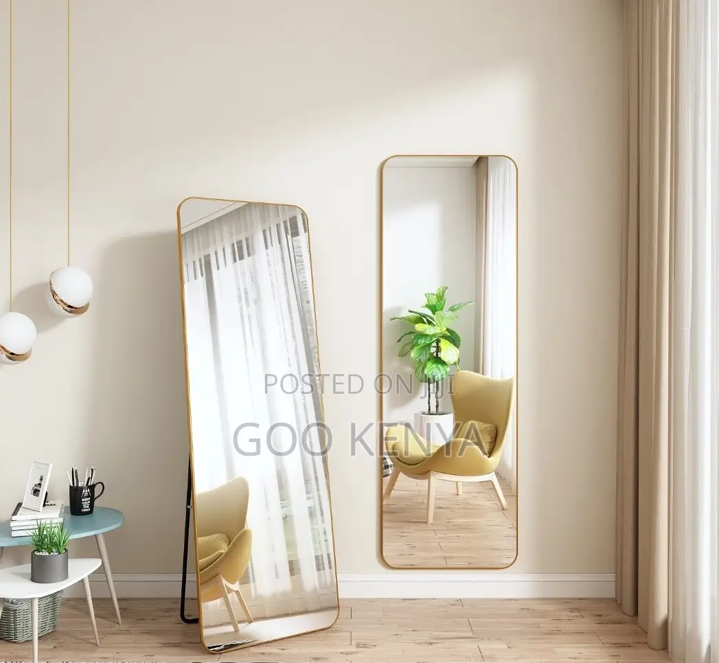 Home Mirror; Leaning Floor Standing Mirror With Sleek Frame Design