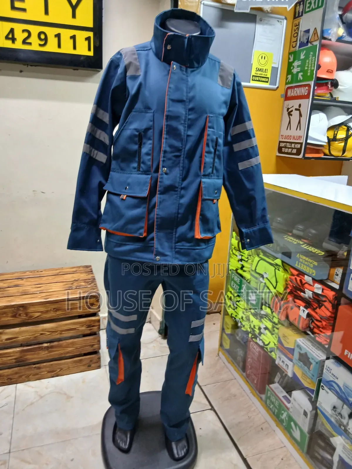 Orange Piped Engineering Suits And Blue