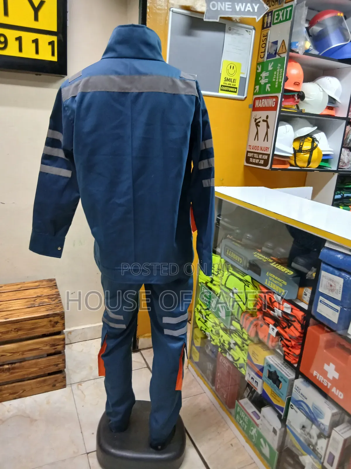 Orange Piped Engineering Suits And Blue