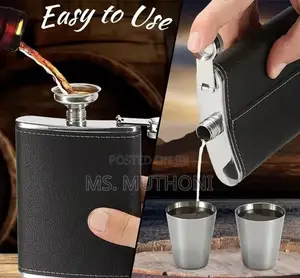 Jack Daniel's Branded Whiskey Flask Steel Tot Glasses*