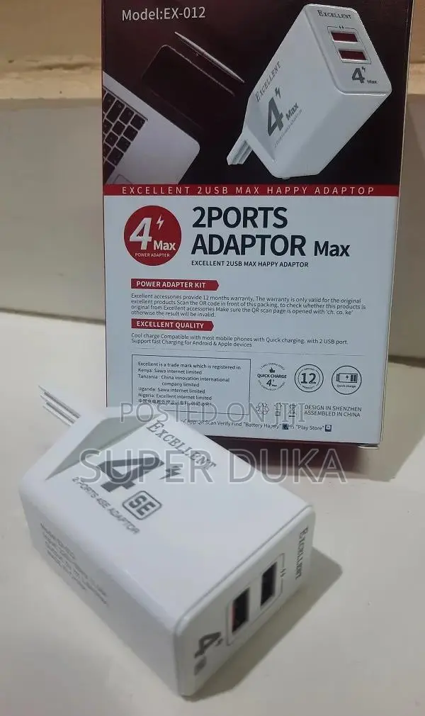 Fast Charger Adapter (Ex-012) Excellent 4 Max 2 Port Usb