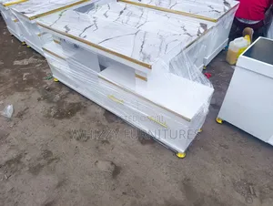 Modern Tv Stand With a Marble-Effect Top