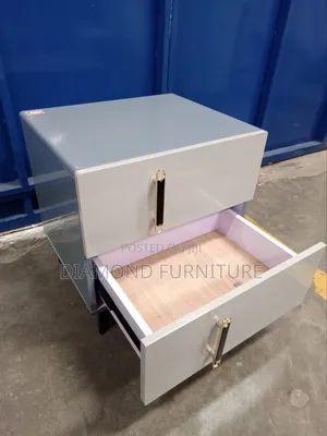 Stylish 2-Drawer Bedside Cabinet – Glossy Finish Modern Design