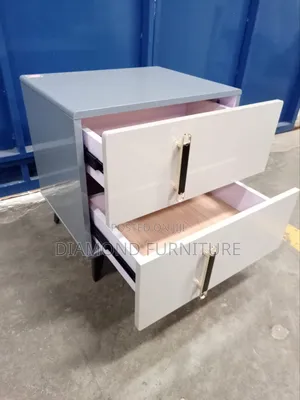 Stylish 2-Drawer Bedside Cabinet – Glossy Finish Modern Design