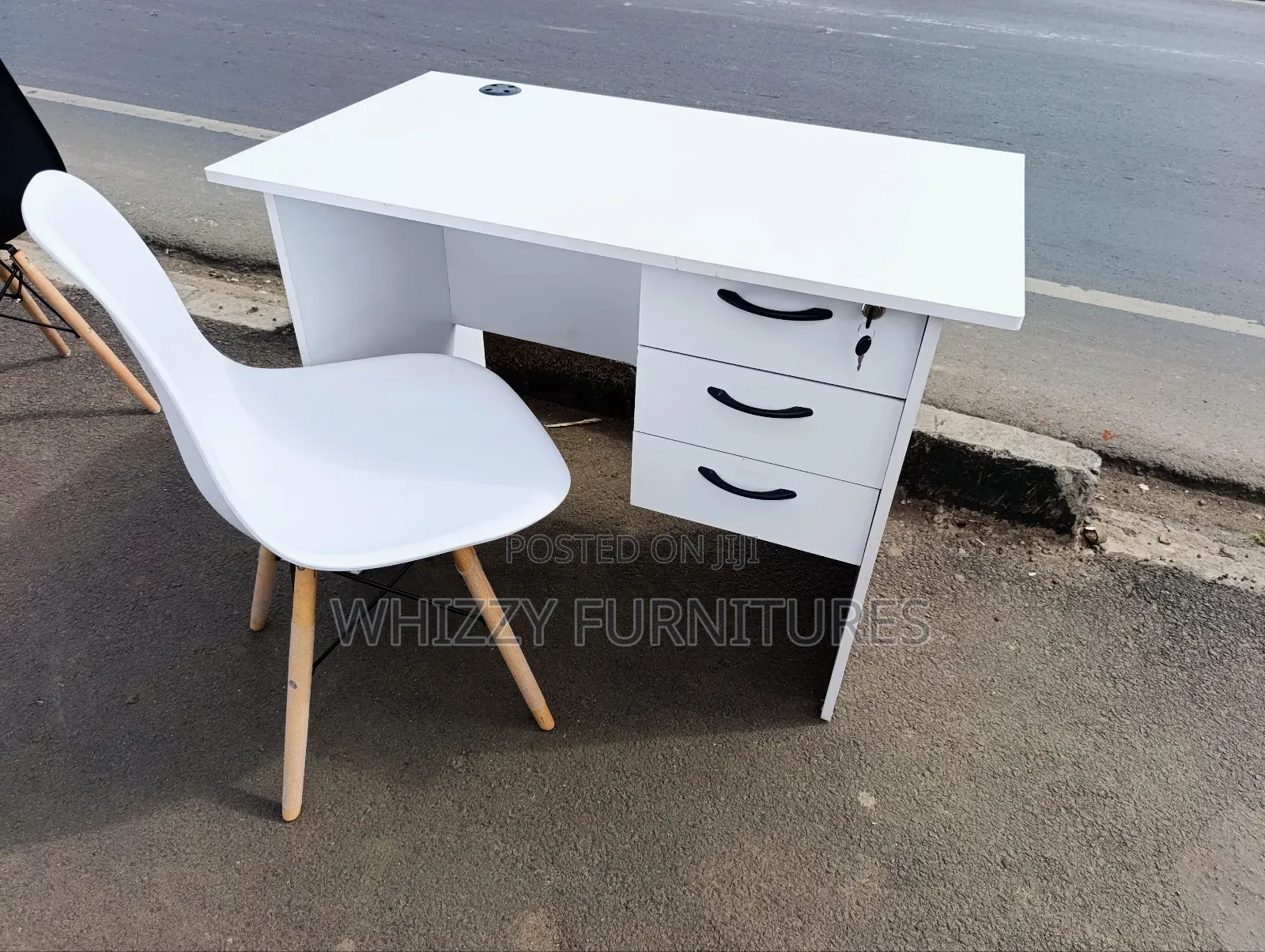 All White Study Desk and Chair