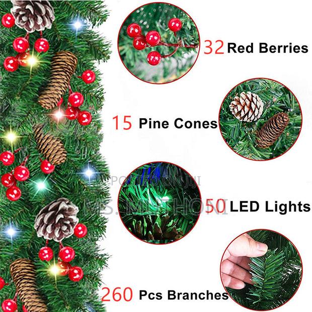 Xmas Garland Decoration With Pinecones,Red Berries* (2.7m ) - thumbnail 2