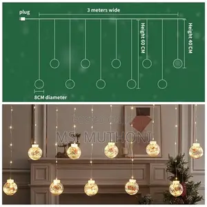 3.5 M (10 Balls )Christmas Led String Lights With Decorative Balls.