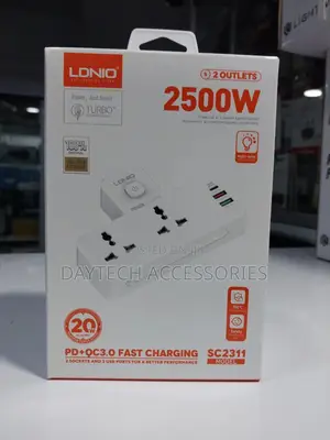 Ldnio Sc2311 3-Port Usb Charger Extension 2 Sockets Power Strip 20w