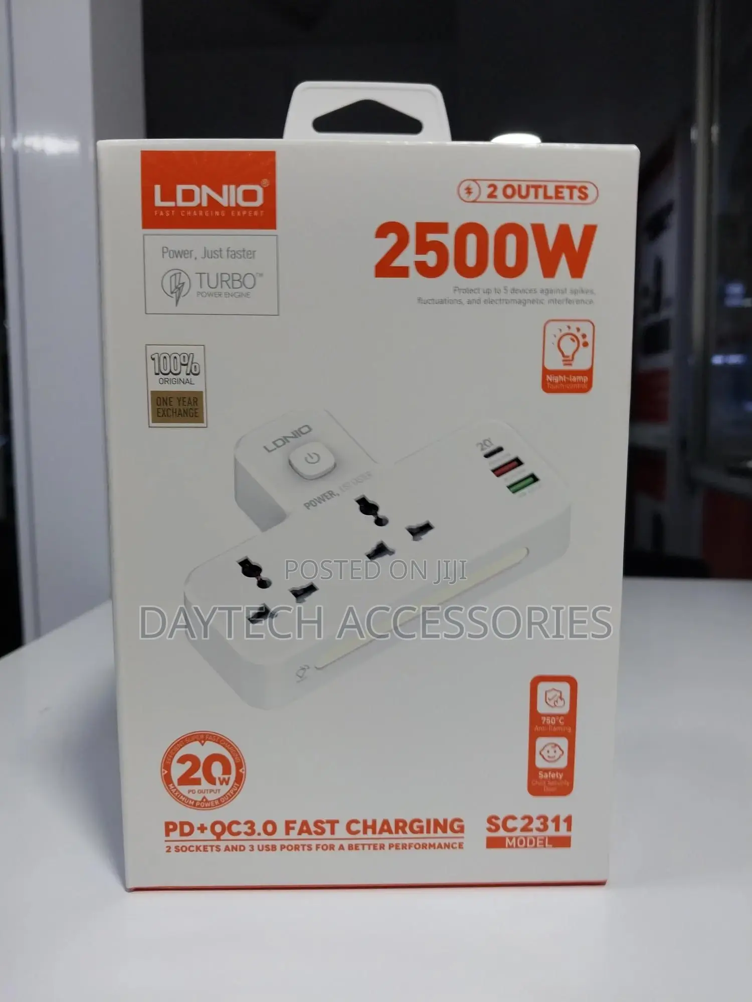 Ldnio Sc2311 3-Port Usb Charger Extension 2 Sockets Power Strip 20w