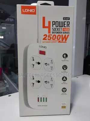 Ldnio Sc4407 Universal Extension Cord or Power Strip With 4 Usb Port.