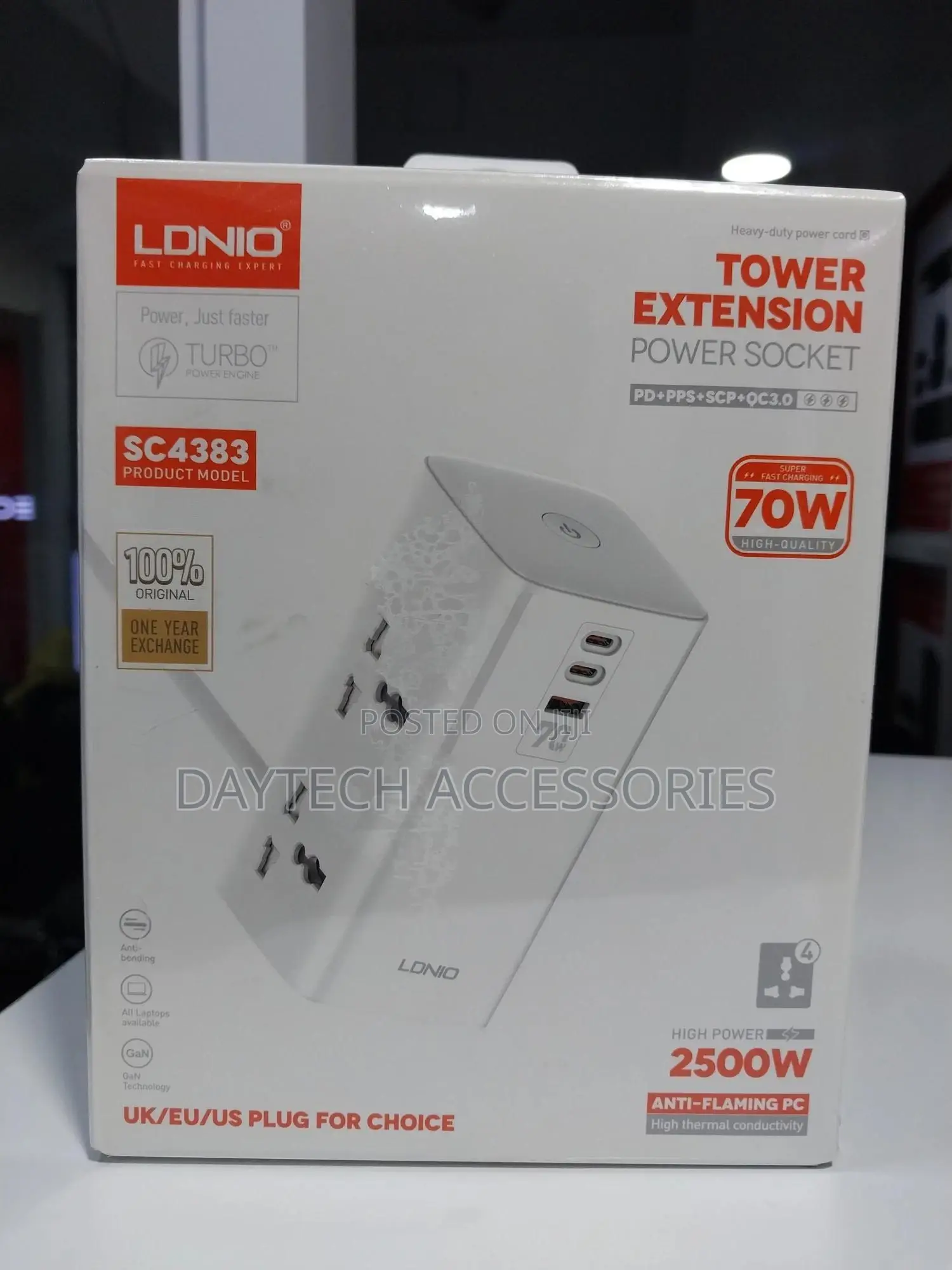 Ldnio Sc4383 70w Pd 2c1a 4ac (2500w) Tower Extension Power Socket
