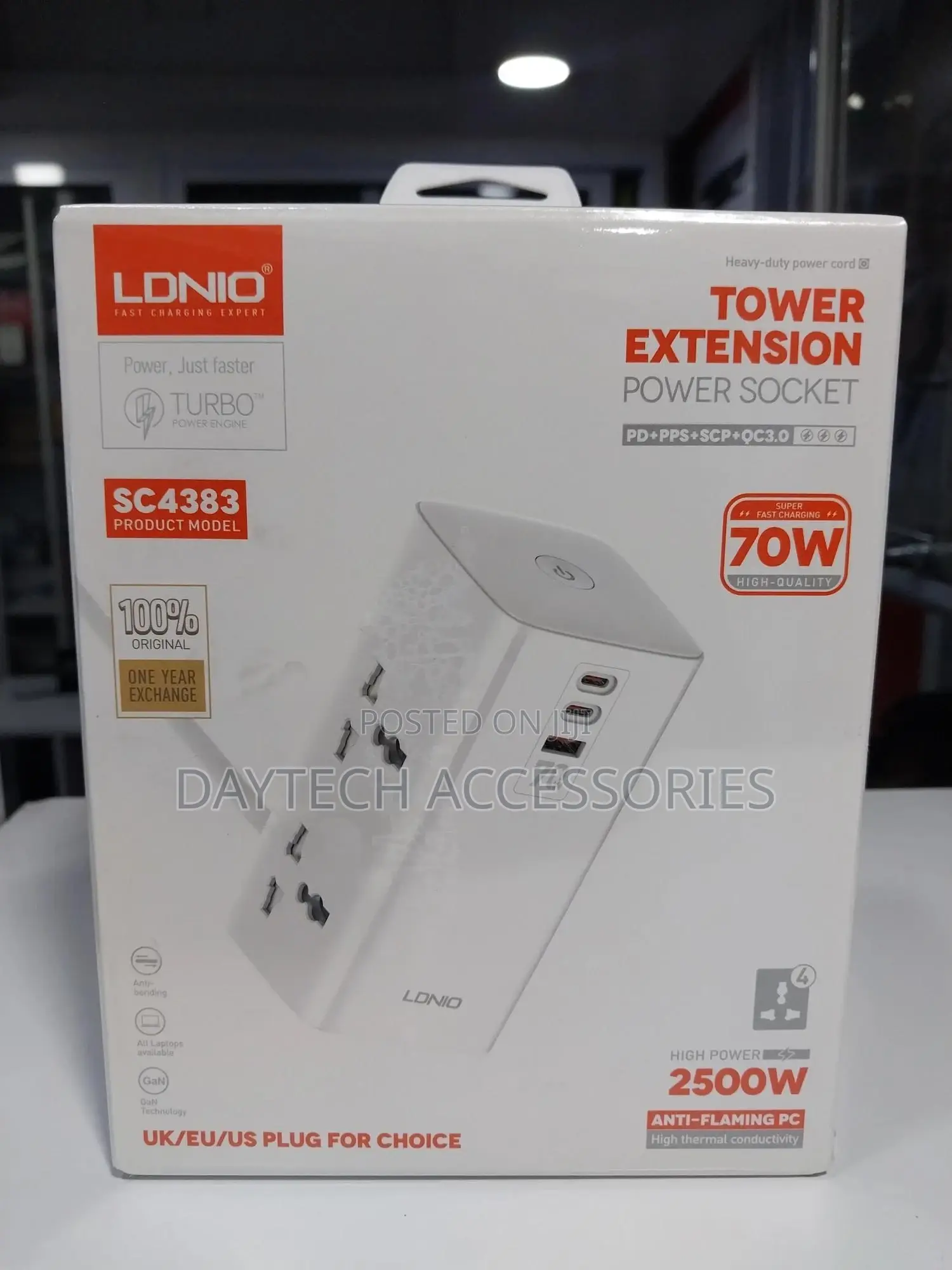 Ldnio 2500w Tower Extension Power Socket + 70w Super Fast Charging.