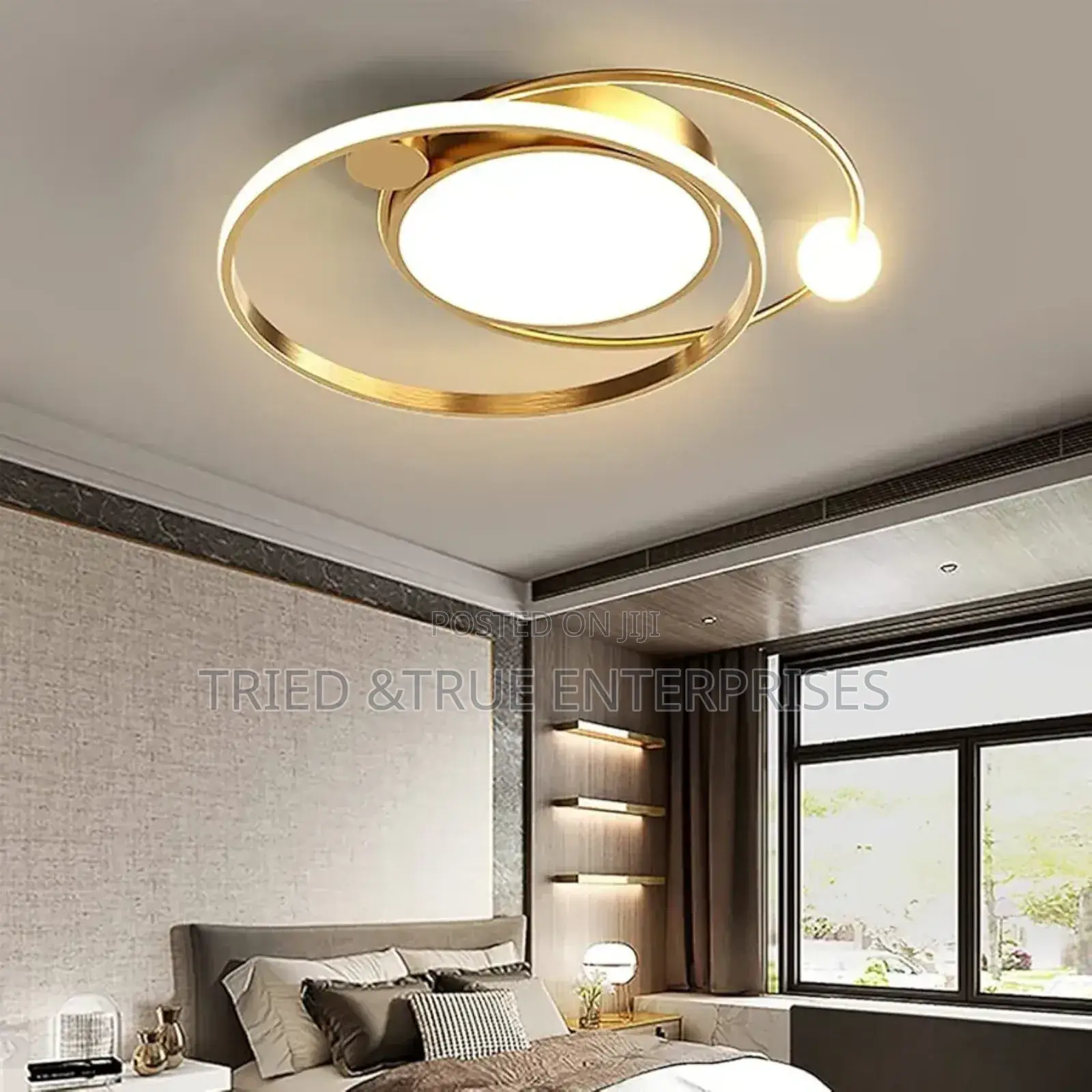 Modern Artistic Round Led Tricolour Chandelier Ceiling Light Hf4