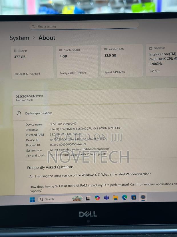 Laptop Dell Precision 5530 32GB Intel Core I9 SSD 512GB - thumbnail 2