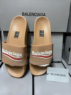 Brown Balenciaga Pool Slides
