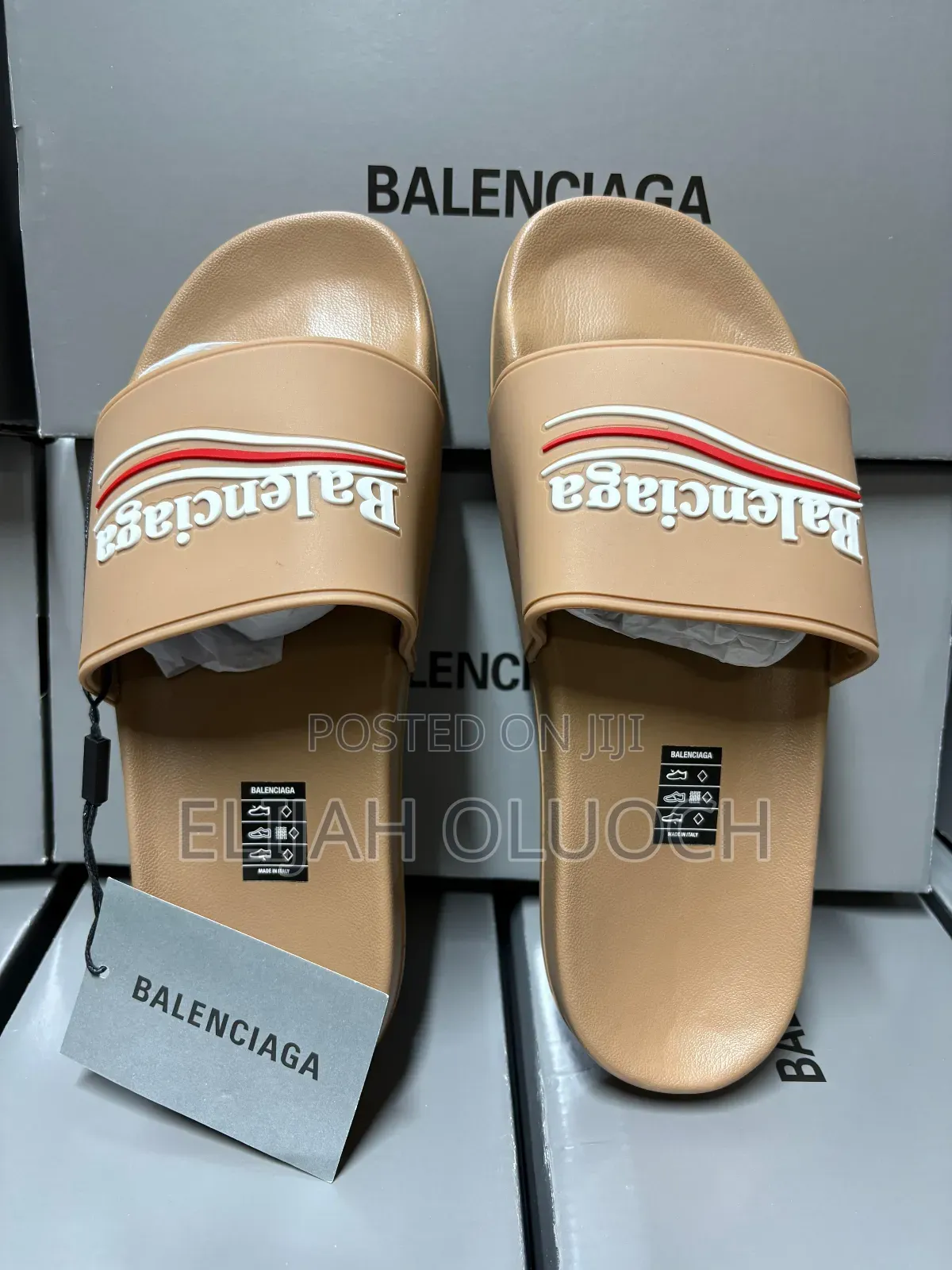 Brown Balenciaga Pool Slides