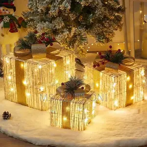 3 Pieces Set Lighted Decorative /Christmas Gift Boxes.