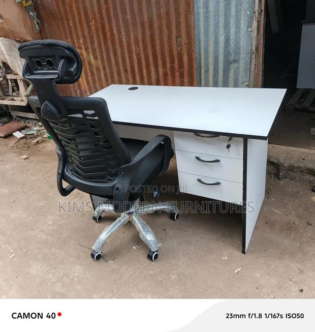 Office Desk 1.2metre White And Headrest Chair