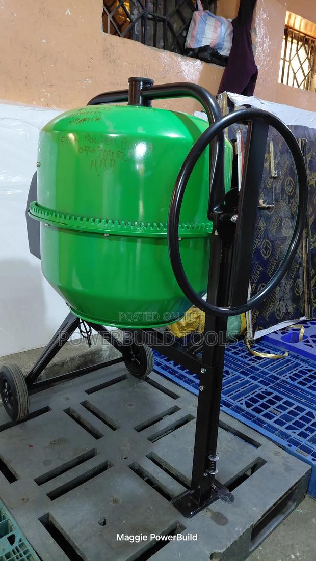 Robust Cement Mixer Electric Powered, Tilting - thumbnail 2