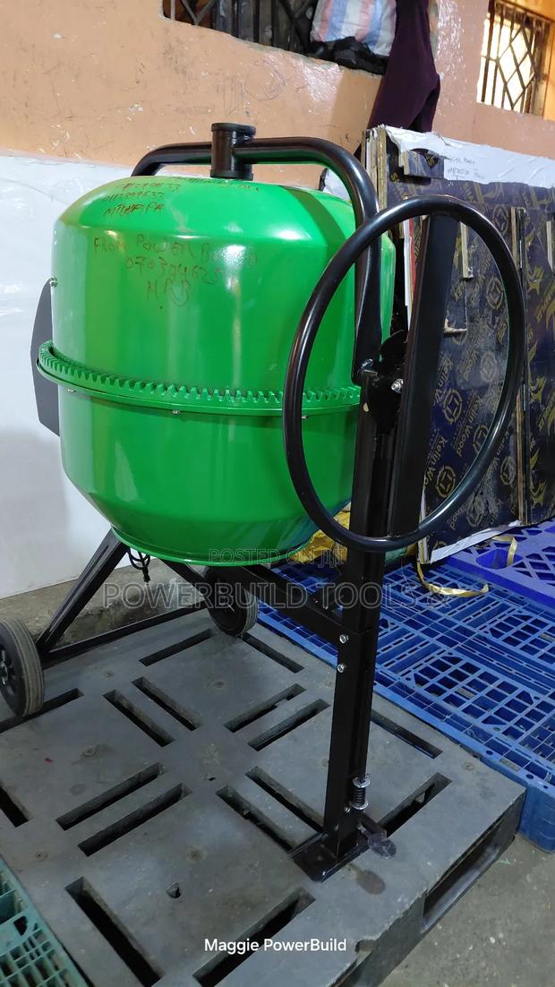 Robust Cement Mixer Electric Powered, Tilting - thumbnail 3