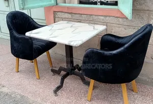 Restaurant Table Set, Mahogany Top and Velvety Accent Chairs