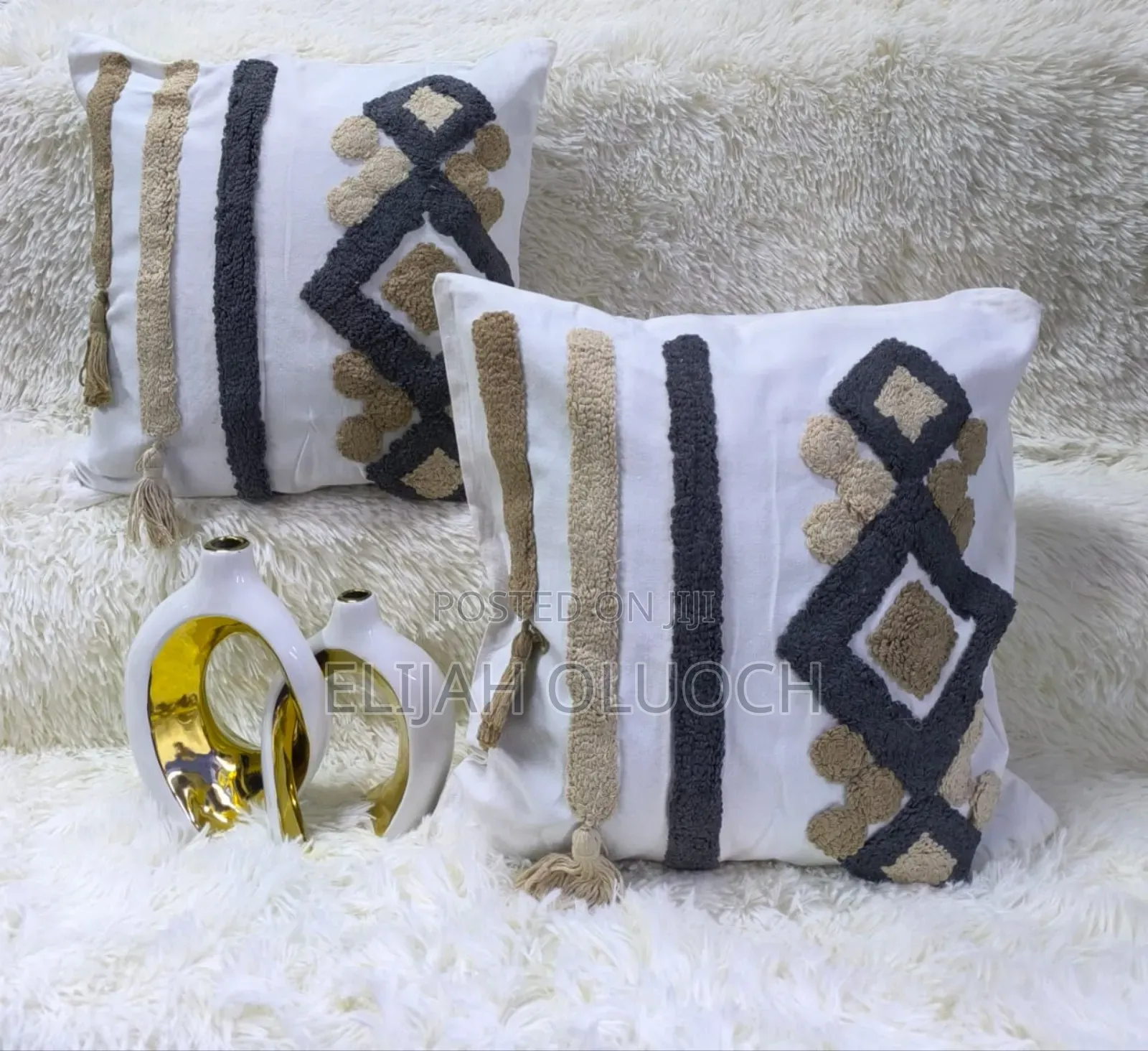 Boho Vintage Tufted Throw Pillow Covers With Tassels